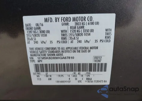 2017 Ford Explorer Xlt z USA, uszkodzony, nr VIN 1FM5K8D89HGA67810